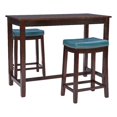 thumbnail image 1 of Linon Claridge Wood 3 Piece Counter Dining Set Blue Faux Leather in Brown Stain, 1 of 10