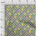 thumbnail image 1 of oneOone Silk Tabby Fabric Leaves & Floral Check Printed Craft Fabric BTY 42 Inches Wide, 1 of 4