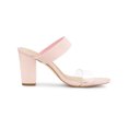 thumbnail image 3 of BLISSFUL STEP Sandales Mules à Talon Épais à Double Bride Transparente pour Femmes Rose 9, 3 of 8