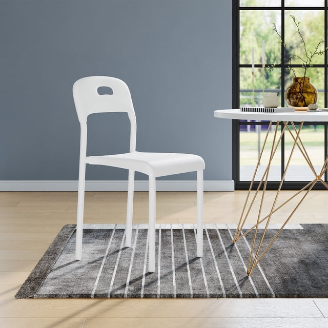 Modern Stackable Dining Chairs, Waterproof Plastic Seat with Ergonomic Back, Metal Legs, Easy Assembly, Space-Saving Kitchen Chairs for Dining Room, Indoor Outdoor Use, 45.5x40x76.5cm