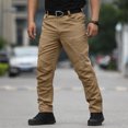 thumbnail image 3 of EGNMCR Men's Lightweight Pants, Cargo Pants Men, Linen Pants Men Mens Fashion Solid Multiple Pockets Multi Multifunctional Work Trousers Pants Men Polyester Pants, 3 of 6