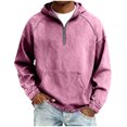 thumbnail image 2 of Ceisia Men's Loose Fit Washed Distressed Denim Half-Zip Hooded Pullover Sweatshirt Gifts, 2 of 6