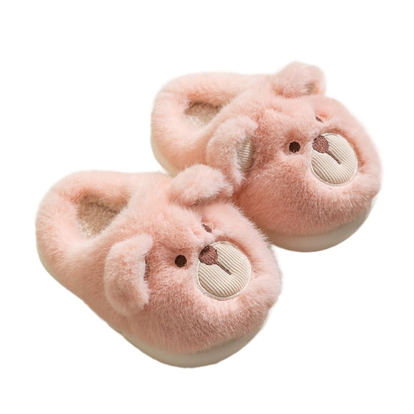 Pantoufles pour Tout-Petits, Pantoufles d'Hiver Duveteuses pour Filles avec Ourson, Chaudes, Confortables pour la Maison, pour l'Intérieur, pour Tout-Petits et Enfants, Pantoufles pour Enfants, Rose, 7-8 Ans