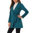 thumbnail image 4 of INSPIRE CHIC Trench-Coat Long à Col Châle Ceinturé pour Femmes Turquoise m, 4 of 6