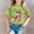 thumbnail image 2 of LUOGENLI T-Shirt pour Filles T-Shirt Décontracté Imprimé à Col Rond à Manches Courtes T-Shirt Chemise Décontractée Chandails de Pâques pour Filles 2025 Vert Pâle 12-13 Ans, 2 of 5