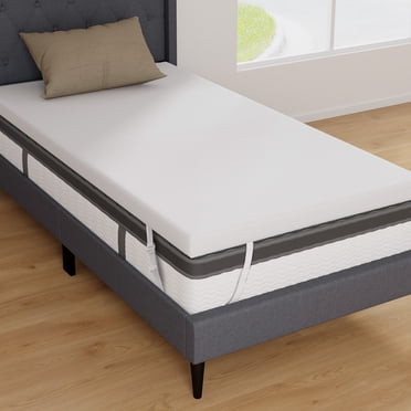 Costway Surmatelas en Mousse Mémoire Infusée de Gel de 3 Pouces avec Housse Amovible et Lavable Simple