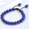 thumbnail image 3 of Natural Healing Power Gemstone Crystal Beads Unisex Adjustable Macrame Bracelets 8mm,Lapis, 3 of 4
