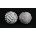 thumbnail image 2 of Whitewashed Tropical Leaf Wood Look Decor Balls Set of 4, 2 of 3