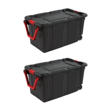 Sterilite Bac Industriel à Roulettes de 40 Gal Empilable avec Couvercle à Loquet, Lot de 2