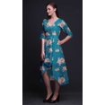 thumbnail image 2 of Bimba Cotton Blue Rose & Ranunculus Floral rinted Womens Asymmetrical ShiftDressWith Pockets Casual MidiDress-Medium, 2 of 4