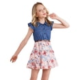 thumbnail image 3 of MSemis Robe d'Été Décontractée à Volants à Manches Courtes pour Filles, Hauts en Denim, Robe en Jean, Jupe Fleurie, Robe de Plage pour Fête, Rose 14, 3 of 7