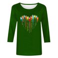 thumbnail image 4 of PEZHADA Blouses pour Femmes Manches 3/4 Mode Féminine Manches Trois-Quarts Col Rond Rétro Imprimé Hauts Amples Blouse Manches Trois-Quarts, 4 of 9