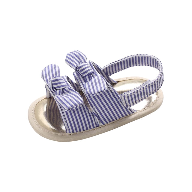 Baby Girls Sandals Stripe Solid Color Summer Flat Shoes Infant First Walkers