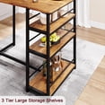 thumbnail image 4 of Kitchen Table Set, Dining Table and Chairs for 2 with Storage Shelf, Dining Room Table Set with 2 Upholstered Chairs, Bar Dining Table Set for Small Spaces, Apartment, Rustic Brown, 4 of 6