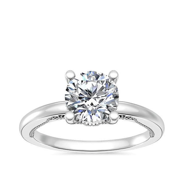 1.15 Carat Excellent Round Cut Real Diamond New Design Solitaire Ring for Wedding and Engagement Solid 14K White Gold Size 11