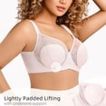 thumbnail image 3 of YANDW Lace Full Coverage Bra for Women Underwire Support Plus Sizes Bras with Padding Lift, Pink 40DDD, 3 of 6