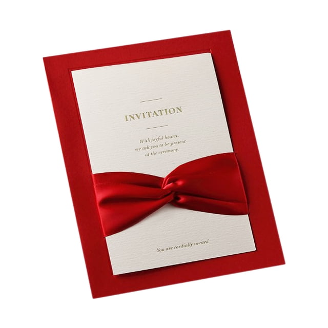 Labymos 25PCS Bow Ribbons Wedding Invitations Cards with Envelopes For Wedding Bridal Shower Engagement Greeting