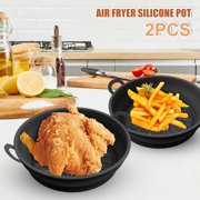 MesaSe 2Pcs Air Fryer Silicone Pot 7.5 inch Silicone Air Fryer Liner Air Fryer Basket No-Stick Air Fryer Pan for Air Fryer Oven Microwave