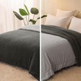 thumbnail image 2 of TRAHOO-Reversible Queen Size Sherpa Fleece Blanket, Thick and Warm Blankets for Winter, Soft Plush Fluffy for Bed, 90x90 Inches, Dark Grey/Light Grey, 2 of 4