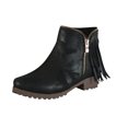 thumbnail image 1 of jovati Womens Comfortable Retro Tassel Side Zipper Low Heeled Round Toe Boots, 1 of 9