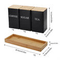 thumbnail image 1 of 3PCS Set Tea Coffee Sugar Canister Set with Tray Iron Tea and Coffee Jars with Bamboo Lid Coffee Sugar Tea Containers A, 1 of 7