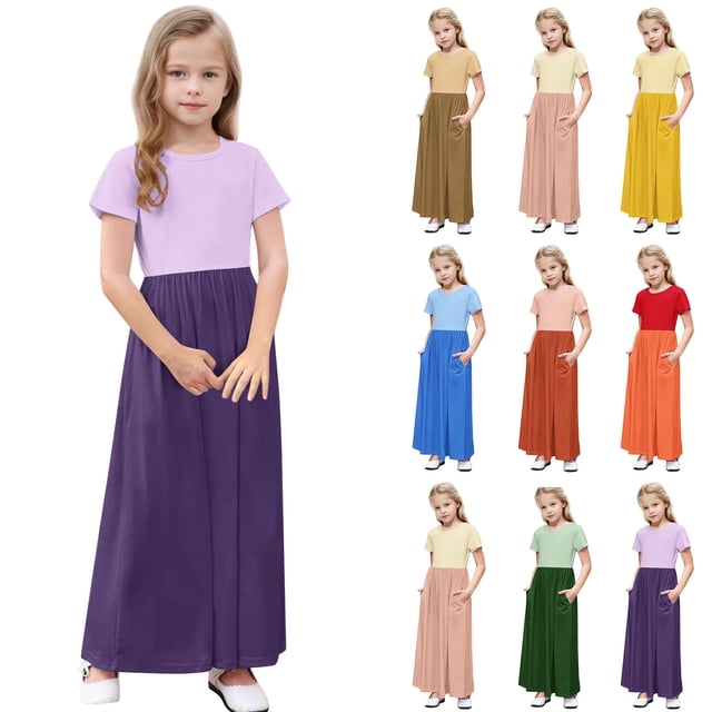 Milgrthf Girl's Summer Dresses Ruffle Cap Sleeve Pleated Dress High Waisted A Line Bow Ruffle Dress with Belt for 7-12 Years Pink 8 Years