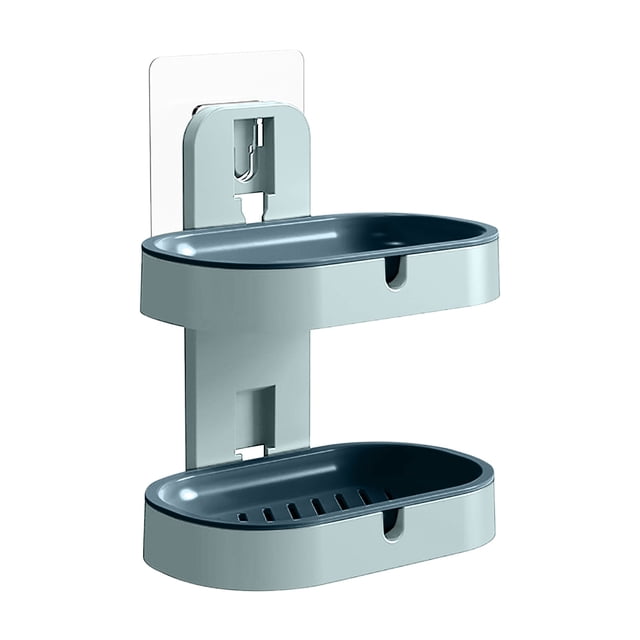 Kcavykas Clearance Sales Home Storage Organiser Bathroom Sink Soap Box Punch-free Rack Home Wall-mounted Double-layer Soap Box