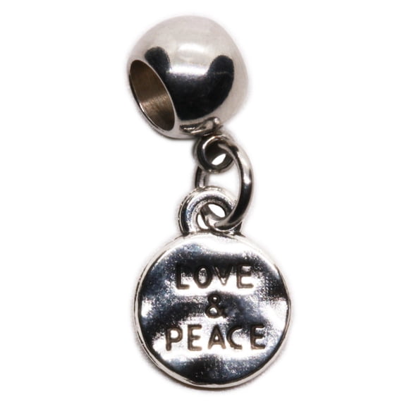 Love and Peace Stainless Steel Dangle Charm Bead for Bracelets, Keychains, and Necklaces, I Love Message Pendant Peace Sign Necklace Accessory for Everyday Style