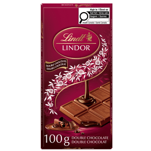 Lindt LINDOR Double Chocolate Bar, 100g