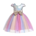 thumbnail image 1 of B91xZ Robe Évasée à Manches à Volants pour Filles, Manches à Volants, Robe Midi Évasée à Étages Décontractée avec Poches, Rose 4-5 Ans, 1 of 5