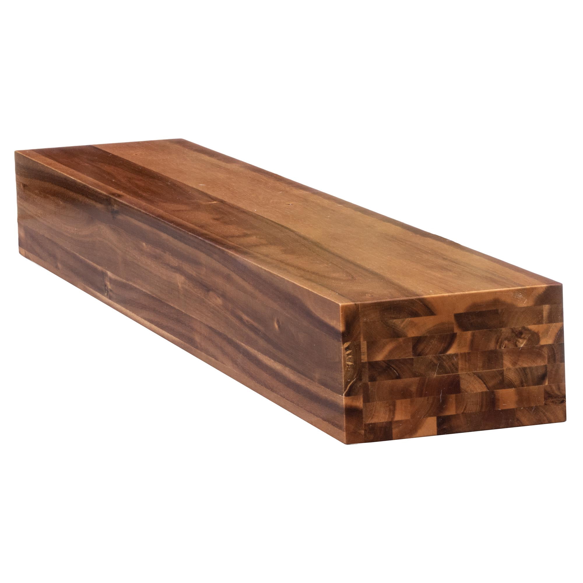Tablette de foyer de 45 po en bois d'acacia fini lustré
