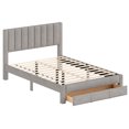 thumbnail image 1 of Gymax Queen Size Bed Frame w/Storage Drawer & Vertical Channel Headboard Light Gray, 1 of 10
