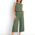thumbnail image 4 of zanvin Camisole pour Femmes, Ensemble Estival 2 Pcs Mode Femme Col Rond Uni Sans Manches Blouse + Pantalon Ample à Poches, 4 of 4