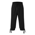 thumbnail image 1 of Mens Leisure Solid Color And Five Point Pocket Button Zipper Lace Up Shorts Pants, 1 of 2