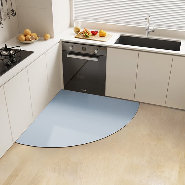 Fan Shaped Solid Color Floor Mats, Diatom Mud Water Oil Absorbent Wipeable Mat, Kitchen Bathroom Non-Slip Carpet, Wear-Resistant, Easy Cleaning, Versatile Use