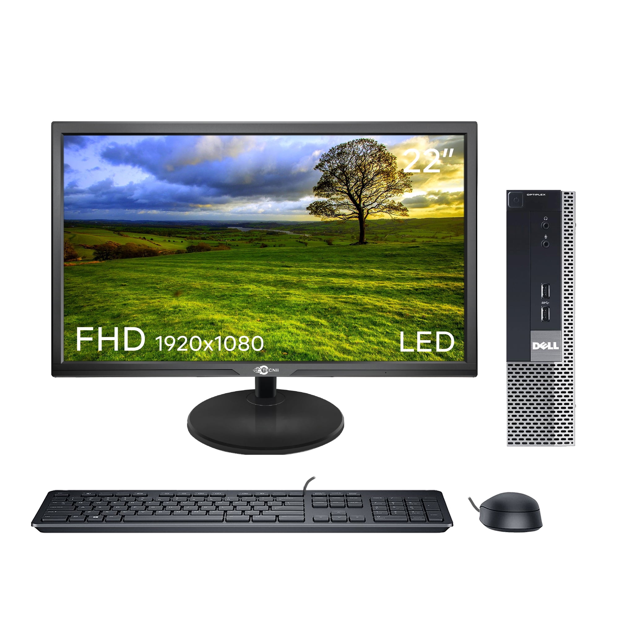Dell Optiplex USFF Desktop PC, Intel i5-4th Gen @2.9GHz 8GB RAM, 512GB SSD, 22 inch Monitor, Keyboard Mouse, Windows 11 Pro(64bit)- Rebfurbished