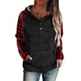 thumbnail image 1 of MAWCLOS Ladies Hoodies Button Dwon Pullover Drawstring Sweatshirt Casual Kangaroo Pocket Long Sleeve Hooded Tops Black Red M, 1 of 3