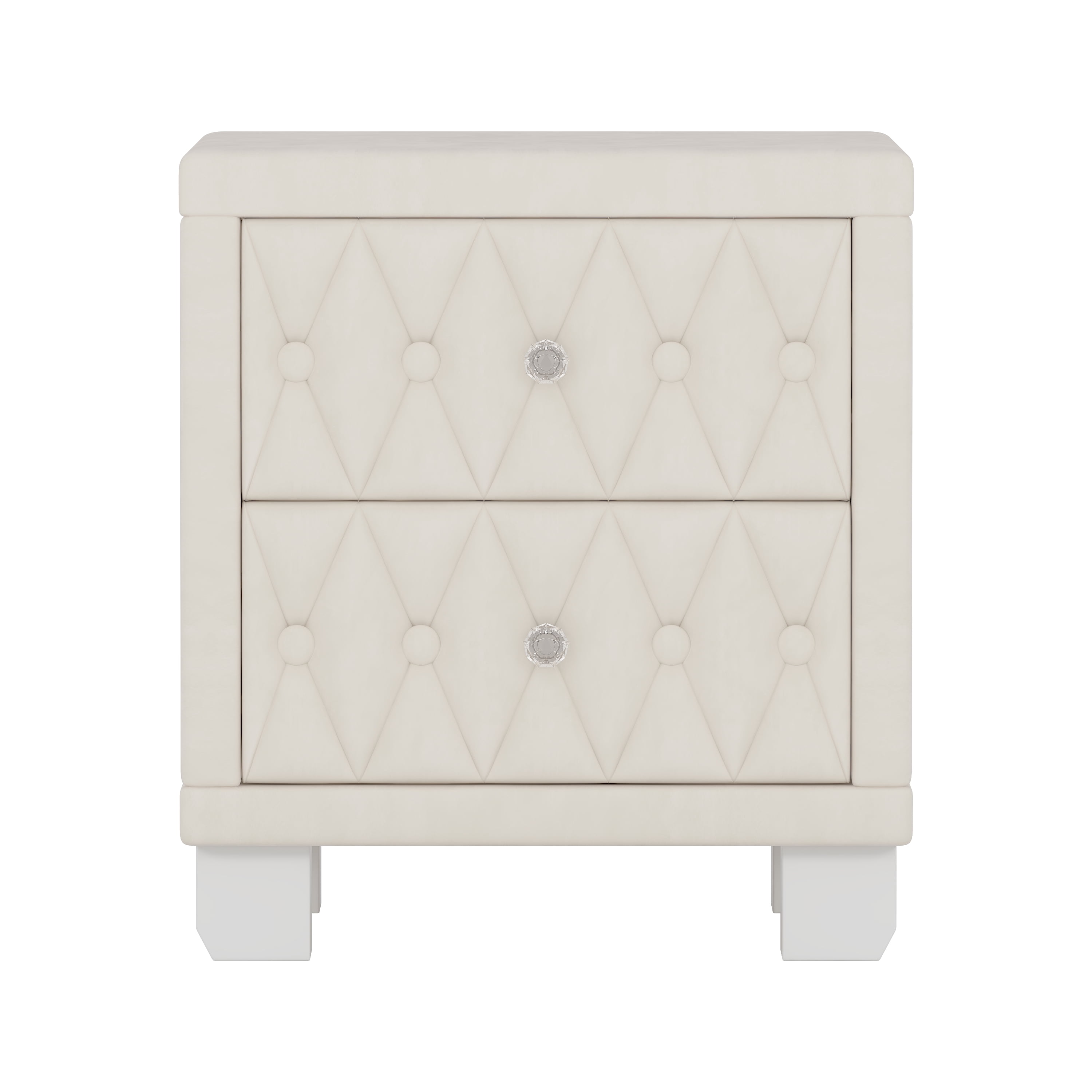 Table de chevet élégante en velours Noble House, beige