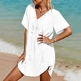 thumbnail image 2 of 2025 Women Ruffle Trim Sheer Beach Cover Up Button Down Beach Skirt Cover Up Beach Cover Up Shorts Skirt Beach Wrap Bikini Shiny Wraps Cover Ups for Swimwear Mesh Drawstring Cover Up Skirt, 2 of 7