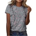 thumbnail image 1 of Pisexur Hauts d'Été pour Femmes, Blouses Habillées Décontractées pour Femmes, Hauts à la Mode pour Femmes, Chandail Décontracté Imprimé à Manches Courtes Col Rond, Grandes Tailles pour Femmes Multicolore, 5TG, 1 of 2