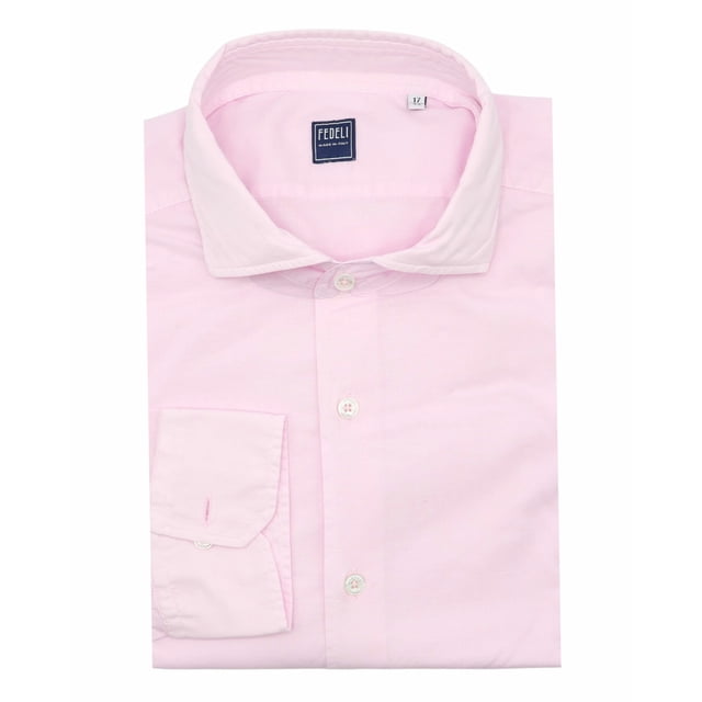 Fedeli Chemise Habillée pour Homme Rose Pâle Sean ML Panamino Dusty - 43-17 (TG)