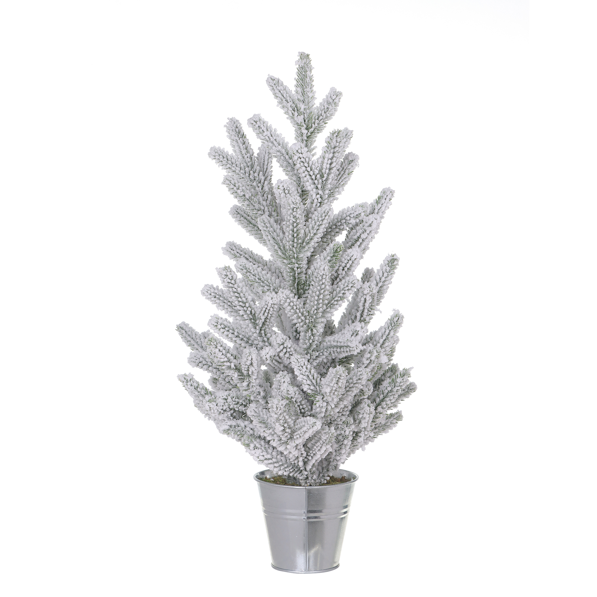 HOLIDAY TIME 15 Inch Flocked Mini Potted Christmas Tree, 80% PP 10% Iron 10% Polystyrene Foam Tabletop Decor