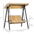 thumbnail image 3 of Outsunny 2 Seater Outdoor Swing Chair Porch Swing Bench with Canopy, Beige, 3 of 10