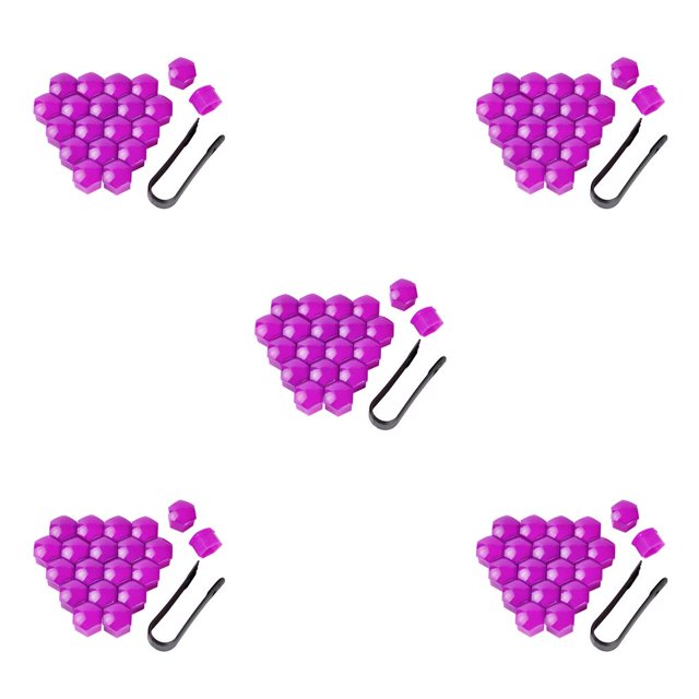 serony 20 Pcs Embouts de Roue de Voiture Couvre-Vis de Moyeu Automobile avec Clip Violet 17mm 5Set