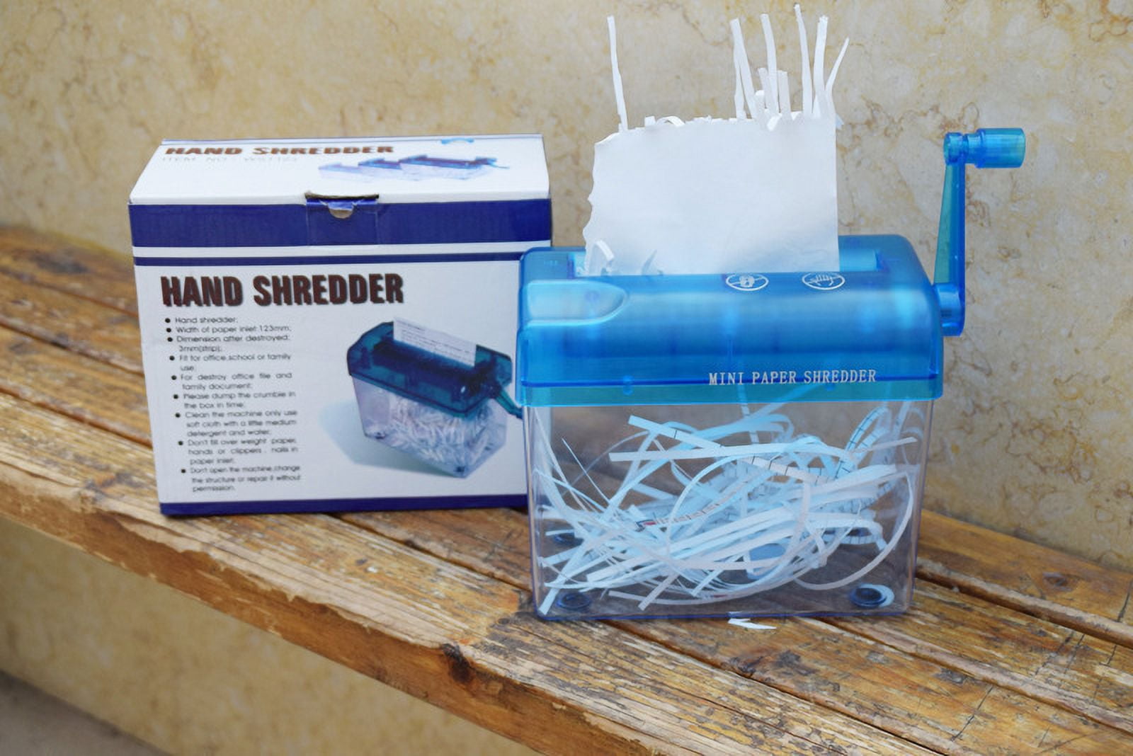 Riwcyla office home A6 manual shredder small desktop hand file shredder blue