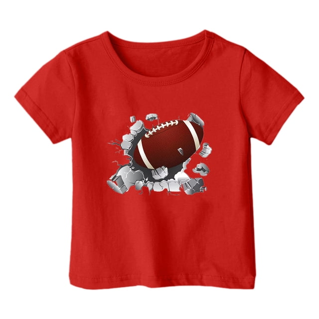WEIYLL T-Shirts Filles Manches Courtes Décontracté Rugby Football Imprimé Été Sport Hauts Enfant pour 8-9 Ans