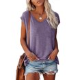 thumbnail image 2 of Pompotops Fashion Woman Causal V-Neck Solid Blouse Sleeveless T-Shirt Summer Tops, 2 of 6