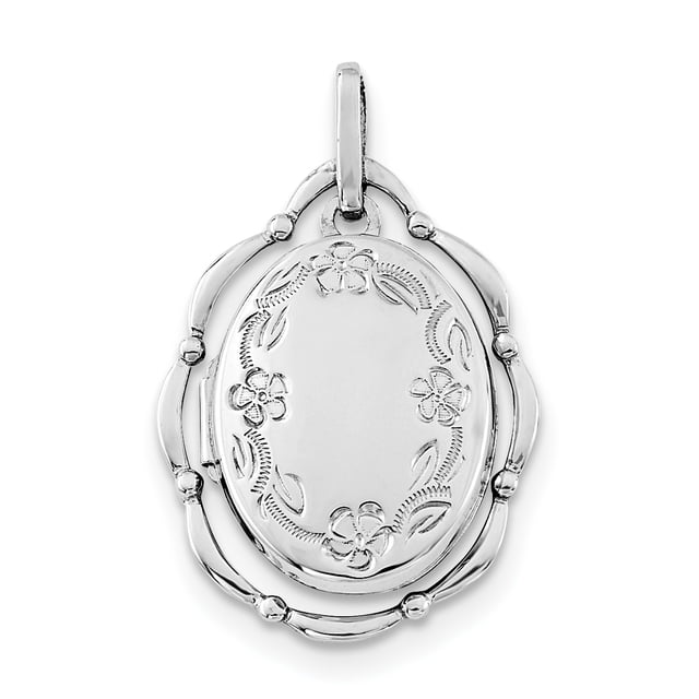 925 Sterling Silver 21x16mm Flower Oval Personalized Photo Locket Necklace Charm Pendant
