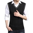 thumbnail image 2 of EGNMCR Chandail pour Homme Homme Décontracté Tricoté Coton Col en V Gilet Chandail Sans Manches Hauts Blouse, 2 of 5