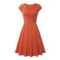 thumbnail image 2 of Robes d'Été Grande Taille pour Femmes 2024 Décontractées Couleur Décontractée Manches Courtes Col en V Robe Ample Économisez jusqu'à 65 % de Rabais!, 2 of 3